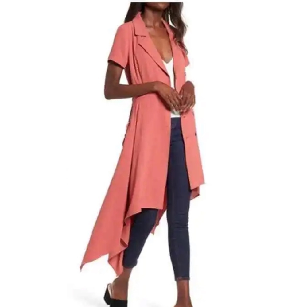 Chriselle J.O.A salmon flowy trench dress - Picture 7 of 8